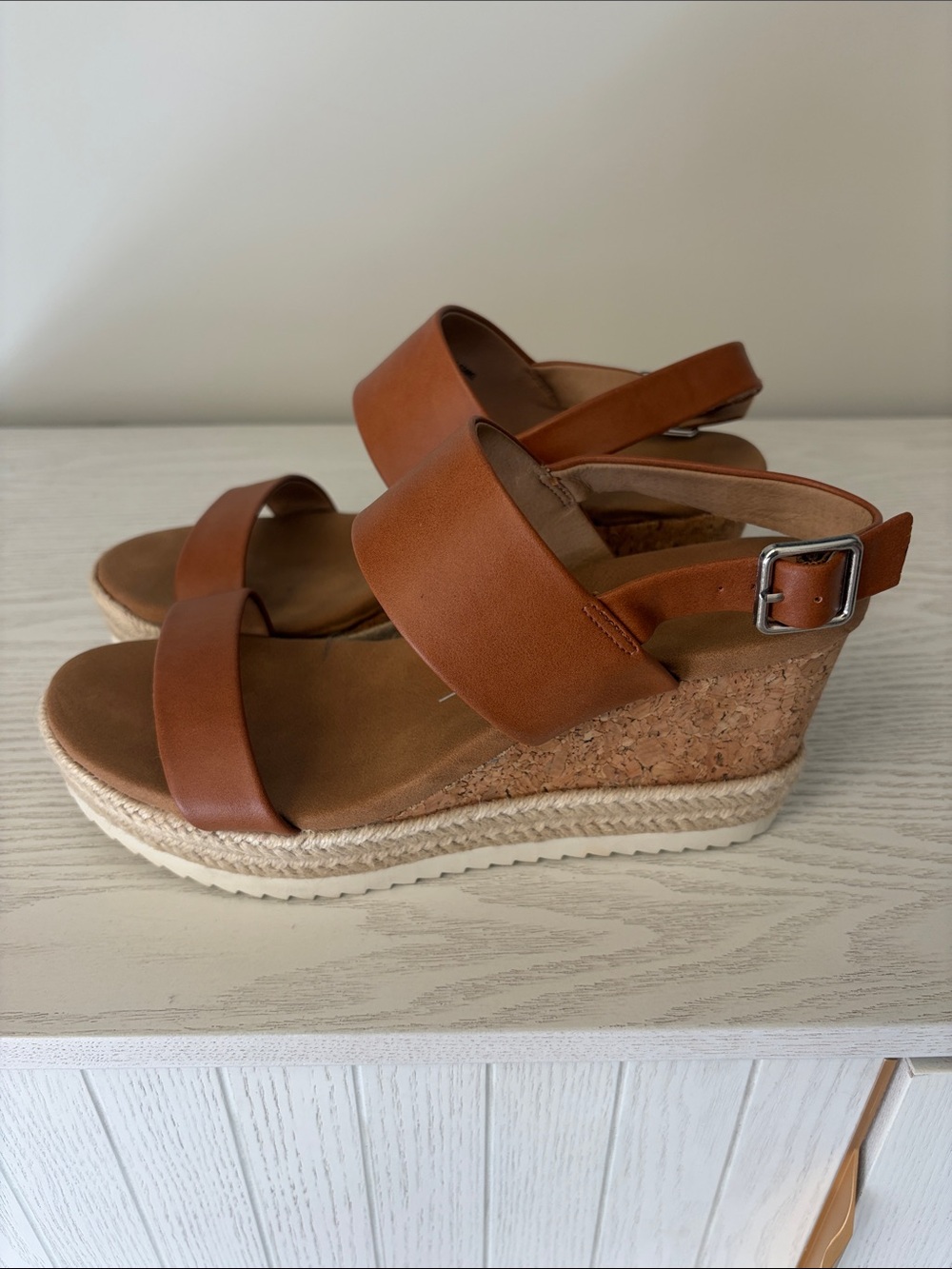 Report Brown Tan Wedge Sandals — Cork Platform Espadrilles - Picture 8 of 9